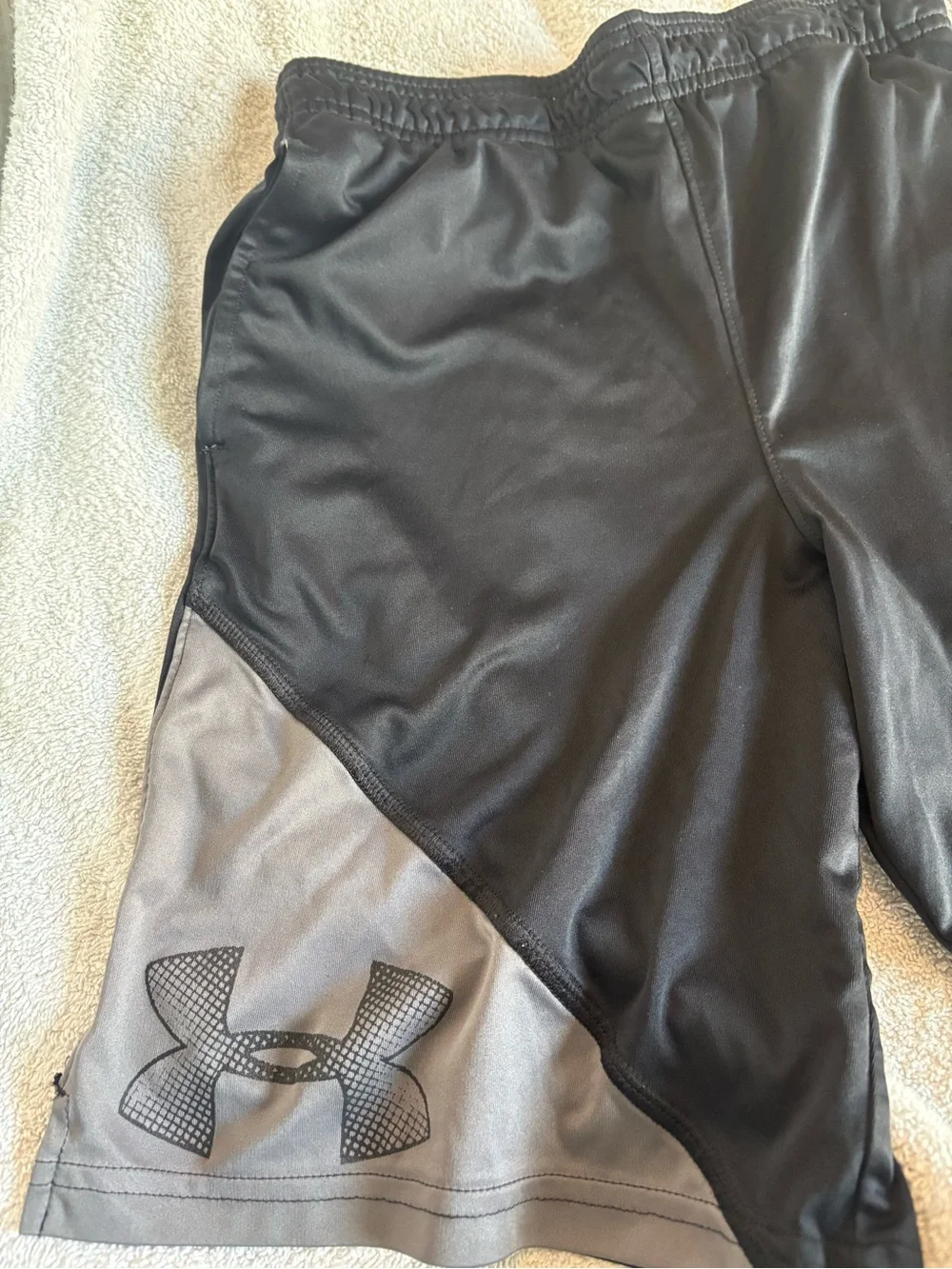 Under Armour Black and Gray Kids Athletic Shorts